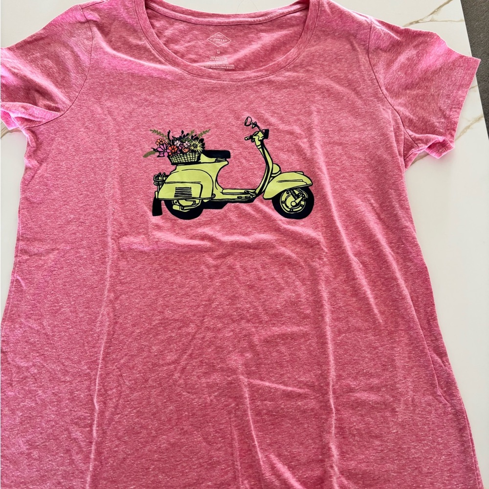 St. John's Bay Pink women’s T-Shirt with Scooter Design NWOT